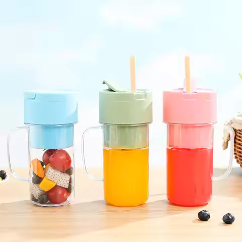 Blend & Go Mason portable mini juicer blender with straw cup (Green Left).